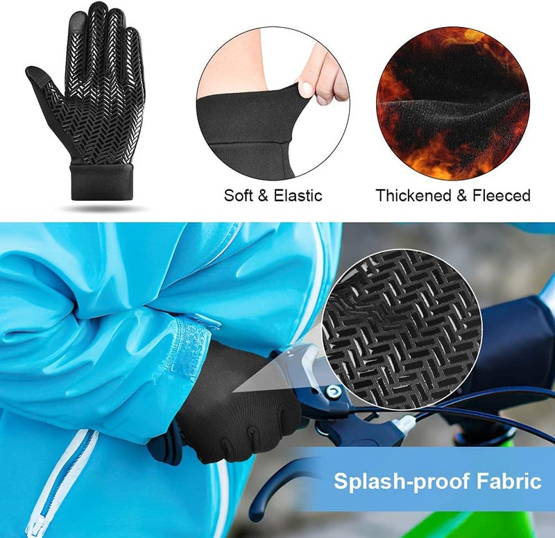 EEFOW Kids Winter Touch Screen Gloves - Cold Weather Windproof Waterproof Fleece Warm Gloves Anti-Slip Cycling Mittens for Aged 4-12 Children Boys & Girls - Image 3